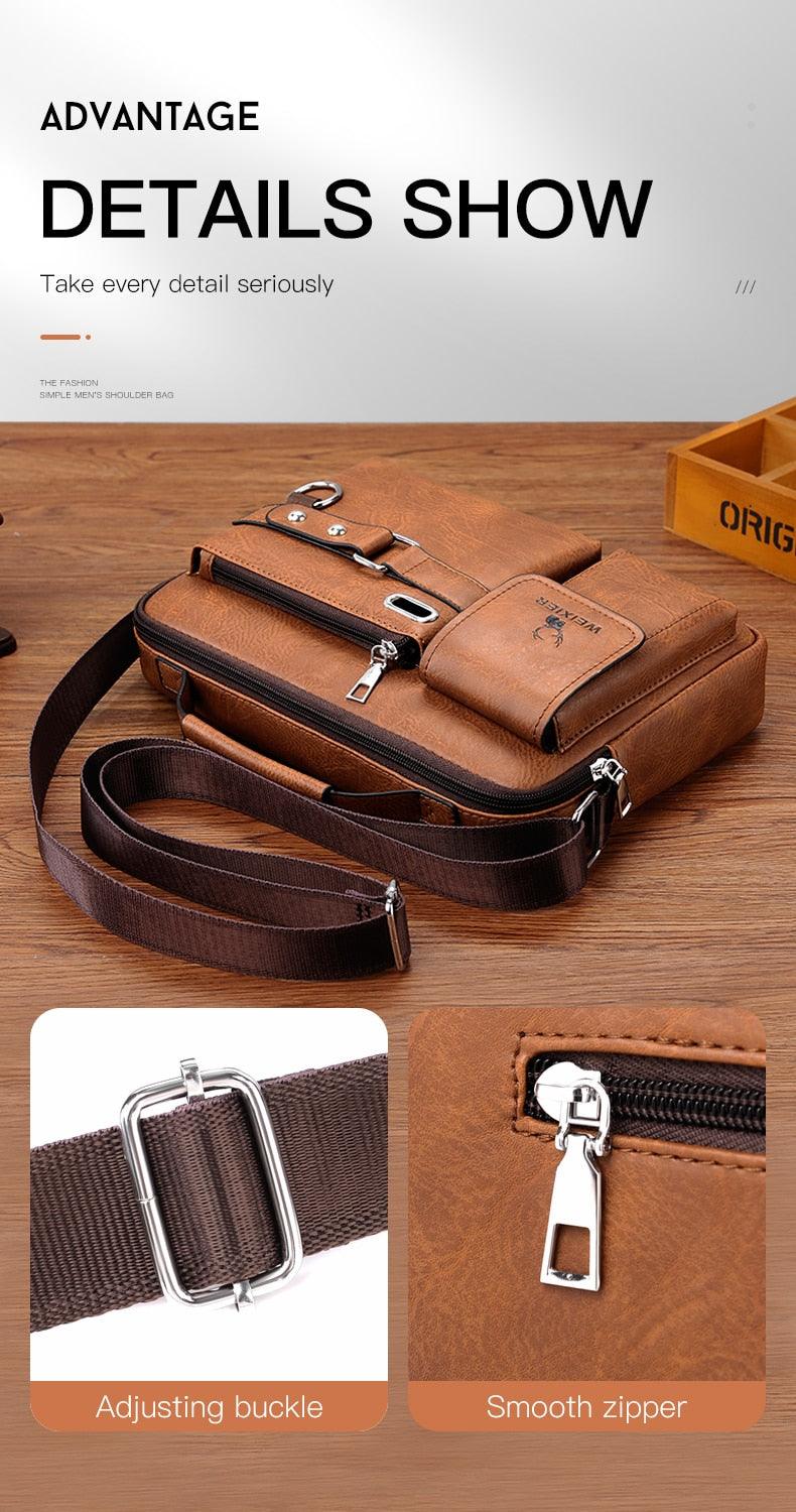 New Men Shoulder Bag Men Crossbody Bags - PU Leather Handbag - Men Messenger Bags Top handle Tote Bag for Male (3MA1)(LT4)(1U78) - Deals DejaVu
