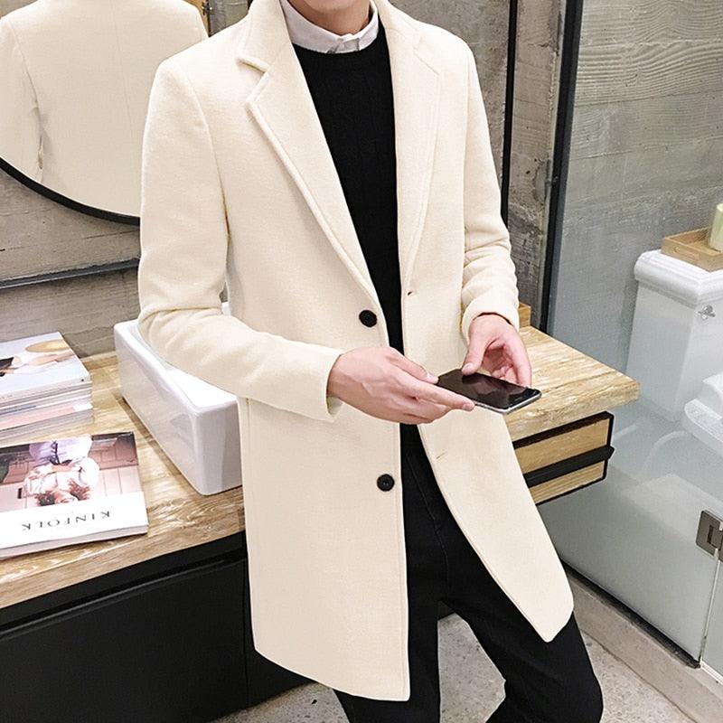 Men Autumn Winter Overcoats Wool Blends Business - Trench Long Jackets Leisure Overcoat Fit Male Solid Color 5XL (D100)(TM4)(CC1) - Deals DejaVu