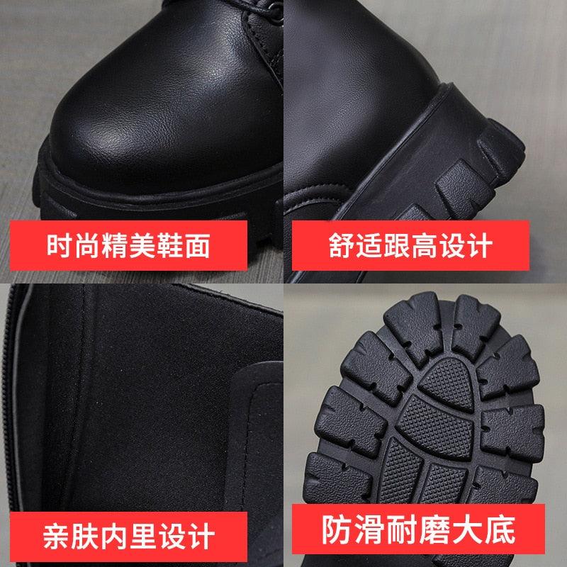 Autumn Women Chunky Heel Knee-length Boots -Brand Ankle Boots Female Round Toe Zipper Boots Lasdies Fashion Comfort (BB2)(CD)(WO4)(BB5)(F38)(3U38) - Deals DejaVu