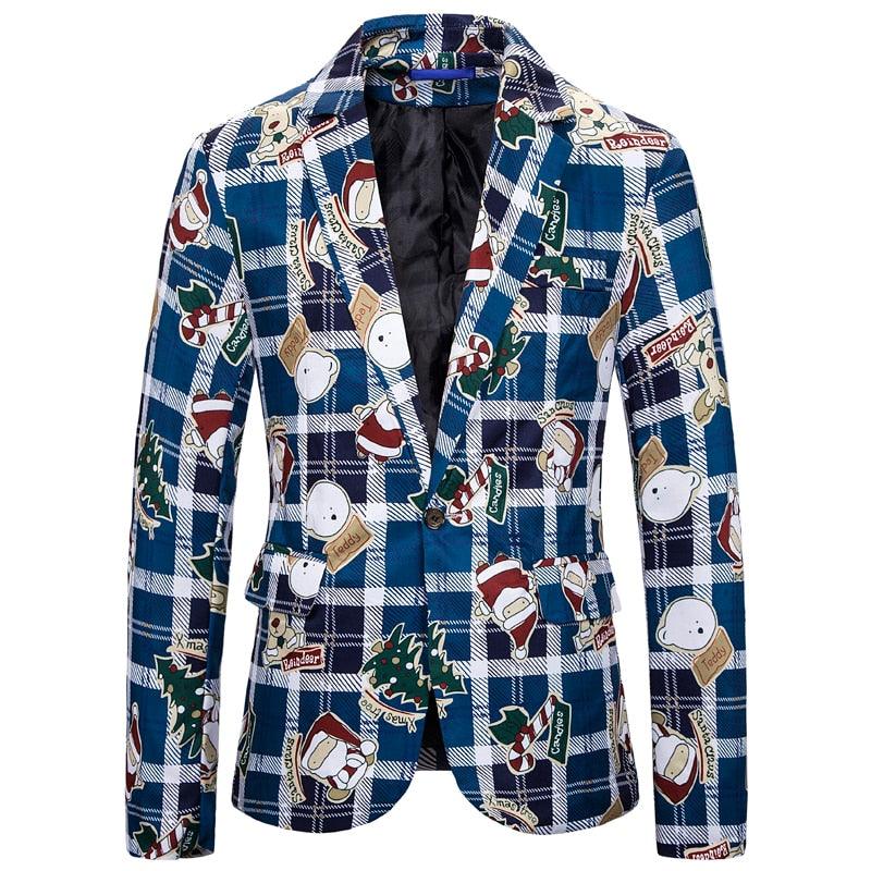 Buckle Male Blazer - Santa Claus Printed Blazers for Men (T2M)(CC5) - Deals DejaVu