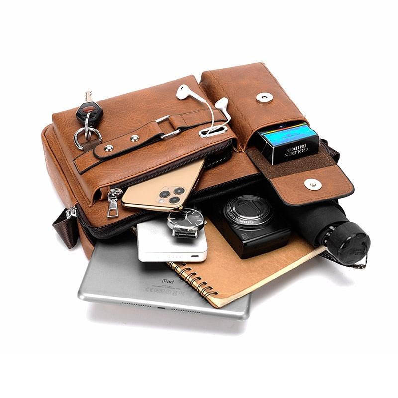 New Men Shoulder Bag Men Crossbody Bags - PU Leather Handbag - Men Messenger Bags Top handle Tote Bag for Male (3MA1)(LT4)(1U78) - Deals DejaVu