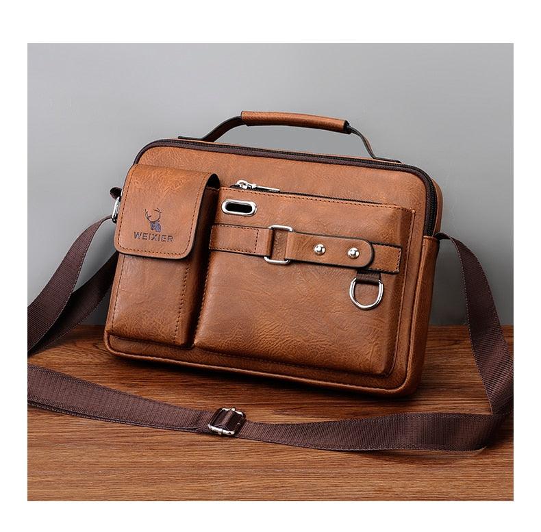 New Men Shoulder Bag Men Crossbody Bags - PU Leather Handbag - Men Messenger Bags Top handle Tote Bag for Male (3MA1)(LT4)(1U78) - Deals DejaVu