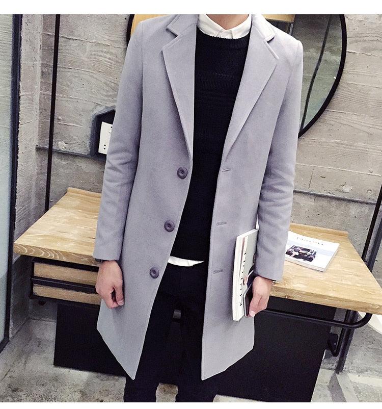 Men Autumn Winter Overcoats Wool Blends Business - Trench Long Jackets Leisure Overcoat Fit Male Solid Color 5XL (D100)(TM4)(CC1) - Deals DejaVu