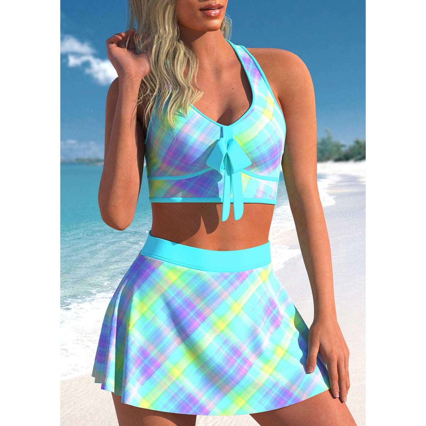 Women Sexy Monokini Swim dress - Loose Swimsuit Vintage Print Two Piece Set -Swimwear Female Bathing Suit Summer Beach Bikini Set (TB8D)(1U26)(F26) - Deals DejaVu
