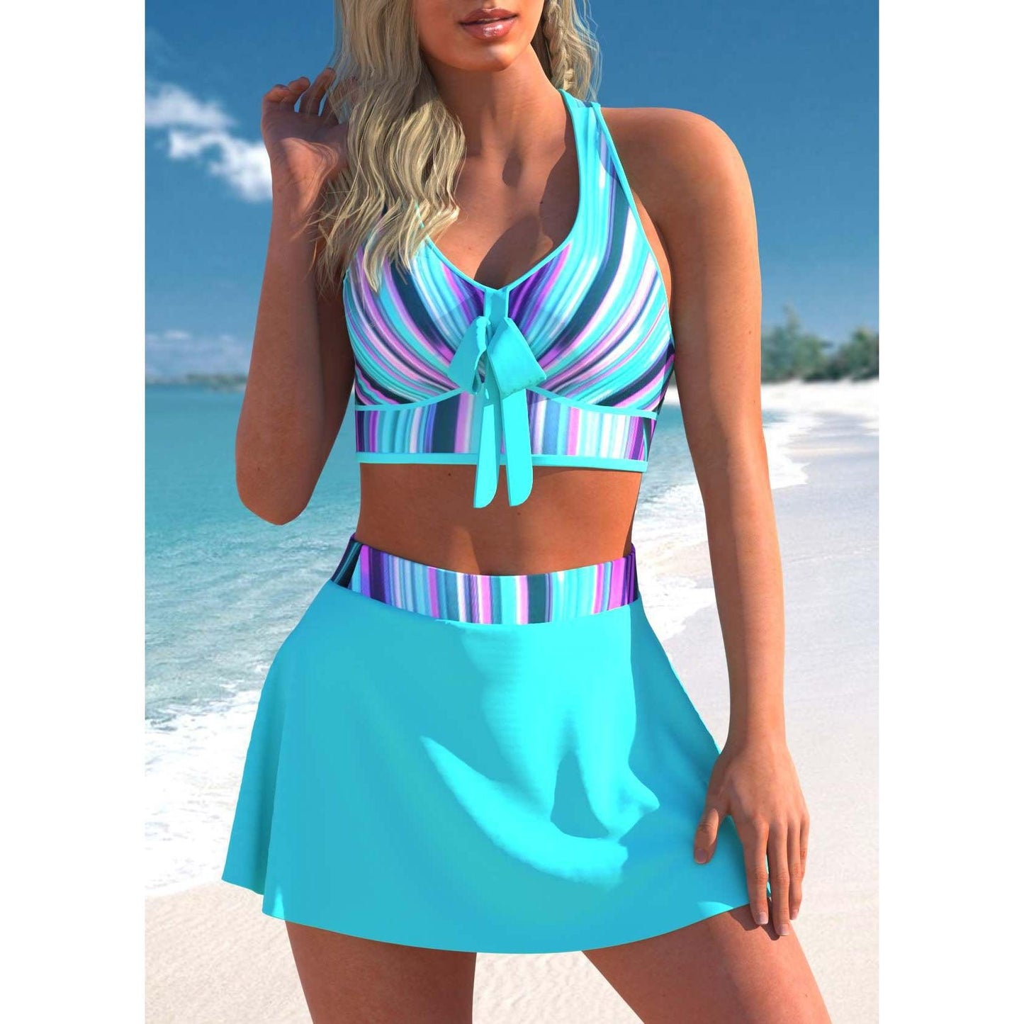 Women Sexy Monokini Swim dress - Loose Swimsuit Vintage Print Two Piece Set -Swimwear Female Bathing Suit Summer Beach Bikini Set (TB8D)(1U26)(F26) - Deals DejaVu
