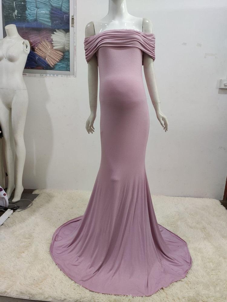 Beautiful Cotton Slim Trailing Shoulderless Maternity Dress - Pregnancy Women Maxi Gown Pregnant Photo Shoot Photography Props Clothes (Z6)(1Z1)(2Z1)(3Z1)(7Z1) - Deals DejaVu