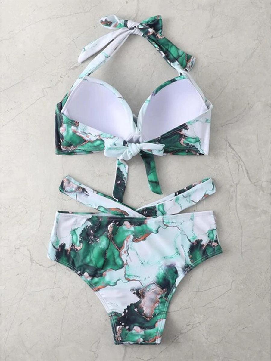 Sexy Halter Bikini - High Waist Swimsuits - Twist Swimwear Solid Push Up Bikini Bathing Suit -Women Cut Out Beach Wear (TB8D)(1U26)(F26) - Deals DejaVu
