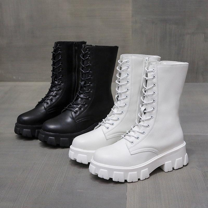 Autumn Women Chunky Heel Knee-length Boots -Brand Ankle Boots Female Round Toe Zipper Boots Lasdies Fashion Comfort (BB2)(CD)(WO4)(BB5)(F38)(3U38) - Deals DejaVu