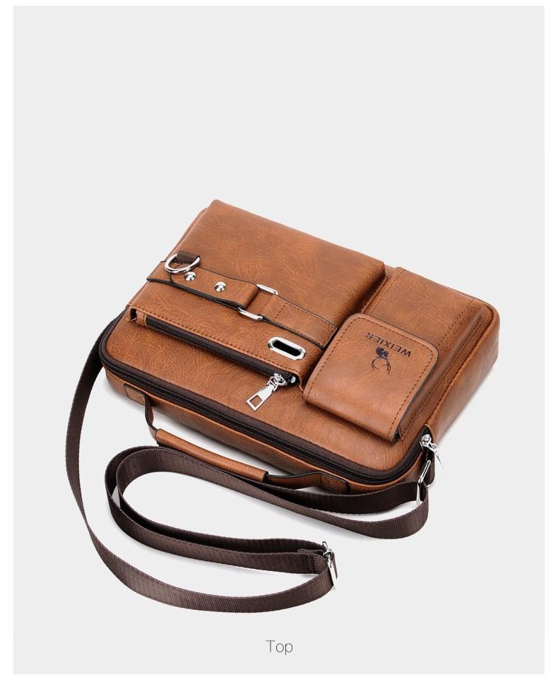 New Men Shoulder Bag Men Crossbody Bags - PU Leather Handbag - Men Messenger Bags Top handle Tote Bag for Male (3MA1)(LT4)(1U78) - Deals DejaVu