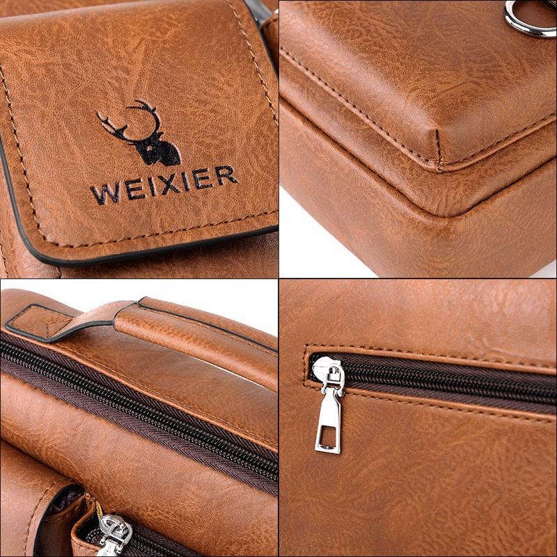 New Men Shoulder Bag Men Crossbody Bags - PU Leather Handbag - Men Messenger Bags Top handle Tote Bag for Male (3MA1)(LT4)(1U78) - Deals DejaVu