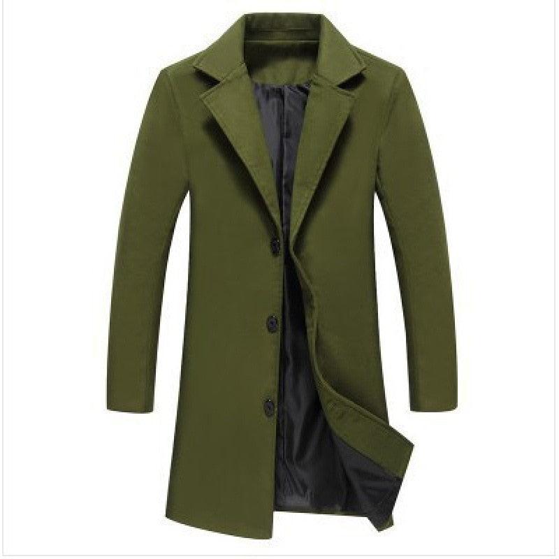 New Men Jacket Single Breasted Trench Coat - Solid Color Windbreakers Cardigan Jacket -Mens Overcoat chaquetas hombre (D100)(TM4)(CC1) - Deals DejaVu