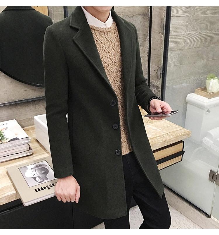 Men Autumn Winter Overcoats Wool Blends Business - Trench Long Jackets Leisure Overcoat Fit Male Solid Color 5XL (D100)(TM4)(CC1) - Deals DejaVu
