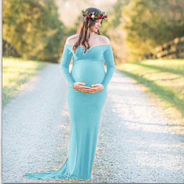 Pregnant Women Sexy Long Dresses - 100% Cotton Maternity V-Neck Maxi Gown Pregnancy Baby Shower Dress Photography Props Clothing (Z6)(1Z1)(2Z1)(3Z1)(7Z1) - Deals DejaVu