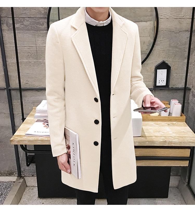 Men Autumn Winter Overcoats Wool Blends Business - Trench Long Jackets Leisure Overcoat Fit Male Solid Color 5XL (D100)(TM4)(CC1) - Deals DejaVu