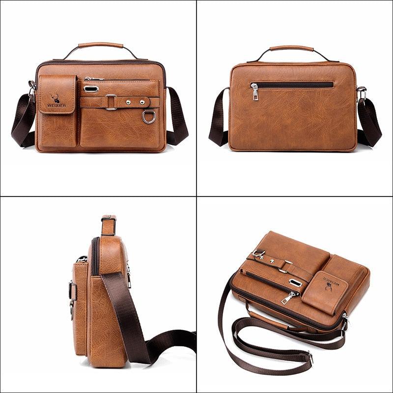 New Men Shoulder Bag Men Crossbody Bags - PU Leather Handbag - Men Messenger Bags Top handle Tote Bag for Male (3MA1)(LT4)(1U78) - Deals DejaVu