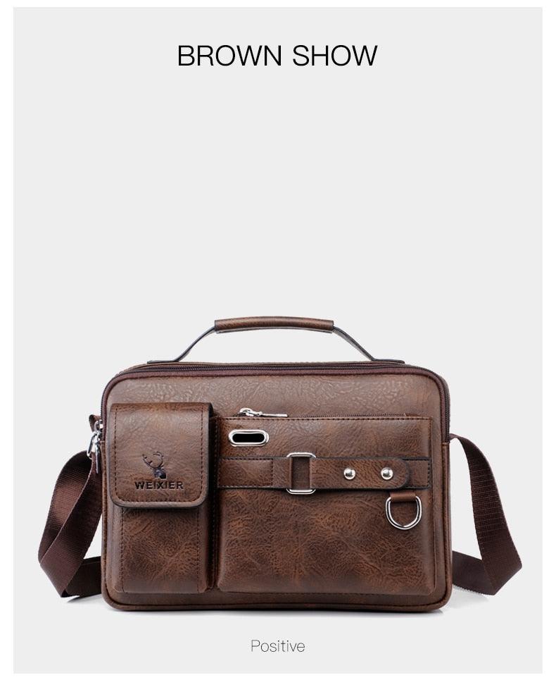 New Men Shoulder Bag Men Crossbody Bags - PU Leather Handbag - Men Messenger Bags Top handle Tote Bag for Male (3MA1)(LT4)(1U78) - Deals DejaVu