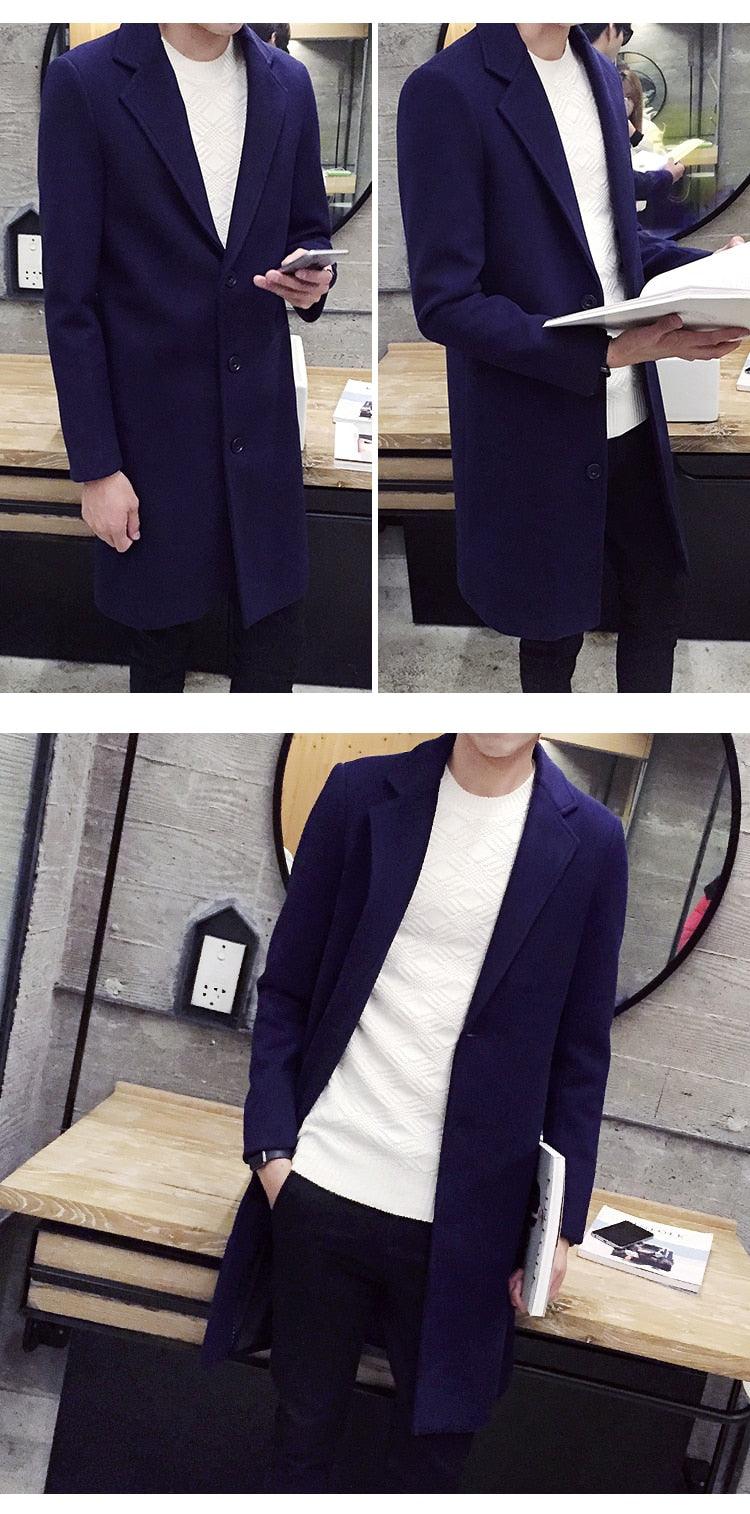 Men Autumn Winter Overcoats Wool Blends Business - Trench Long Jackets Leisure Overcoat Fit Male Solid Color 5XL (D100)(TM4)(CC1) - Deals DejaVu