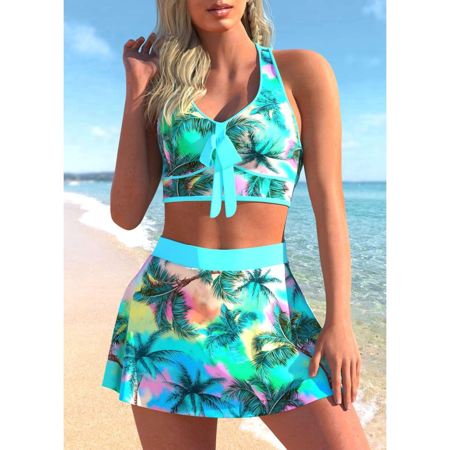Women Sexy Monokini Swim dress - Loose Swimsuit Vintage Print Two Piece Set -Swimwear Female Bathing Suit Summer Beach Bikini Set (TB8D)(1U26)(F26) - Deals DejaVu