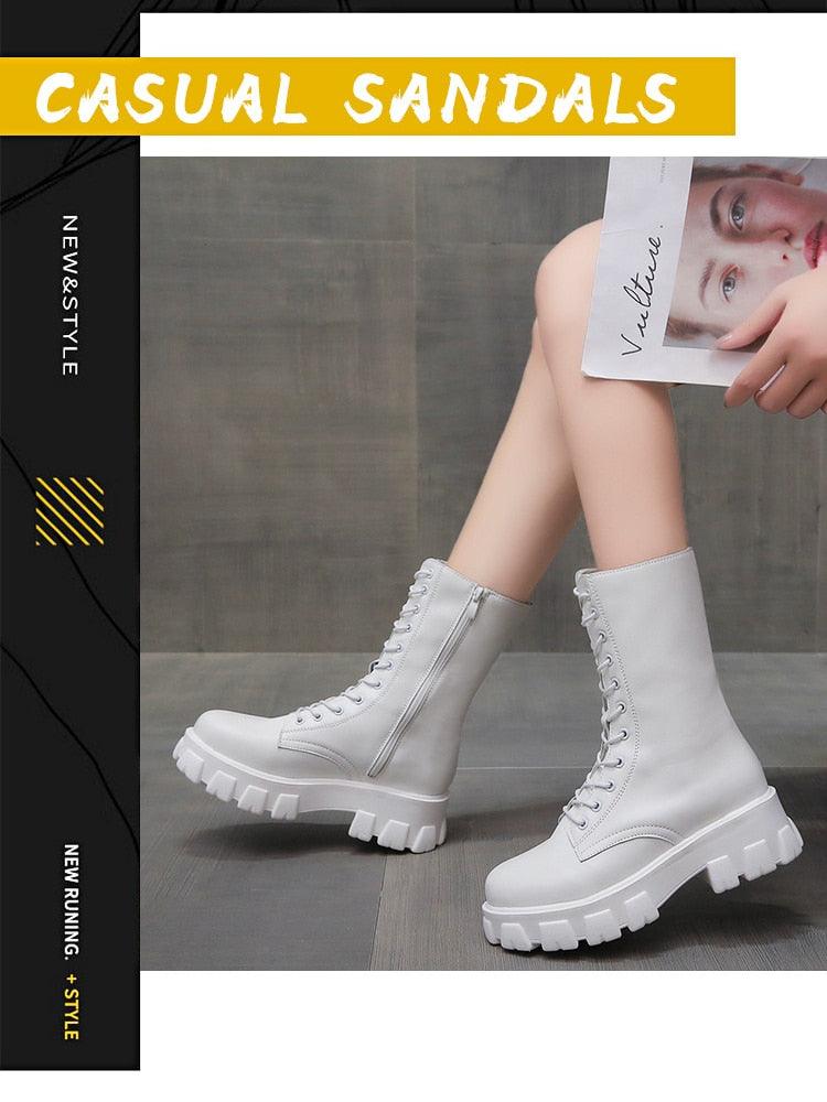 Autumn Women Chunky Heel Knee-length Boots -Brand Ankle Boots Female Round Toe Zipper Boots Lasdies Fashion Comfort (BB2)(CD)(WO4)(BB5)(F38)(3U38) - Deals DejaVu