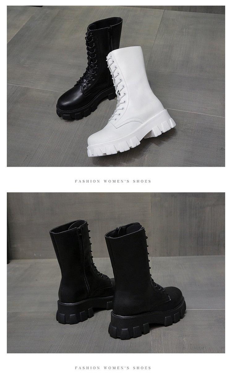 Autumn Women Chunky Heel Knee-length Boots -Brand Ankle Boots Female Round Toe Zipper Boots Lasdies Fashion Comfort (BB2)(CD)(WO4)(BB5)(F38)(3U38) - Deals DejaVu