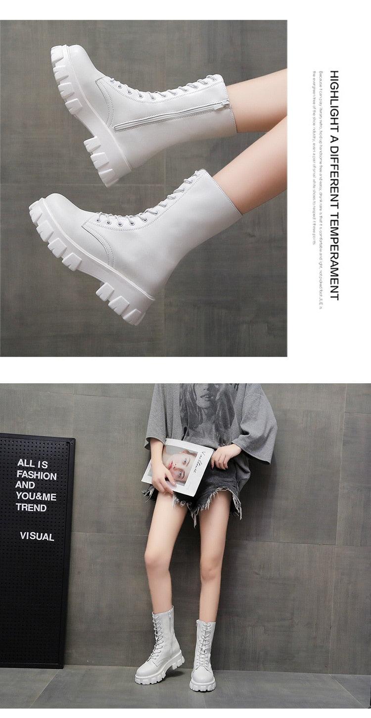 Autumn Women Chunky Heel Knee-length Boots -Brand Ankle Boots Female Round Toe Zipper Boots Lasdies Fashion Comfort (BB2)(CD)(WO4)(BB5)(F38)(3U38) - Deals DejaVu