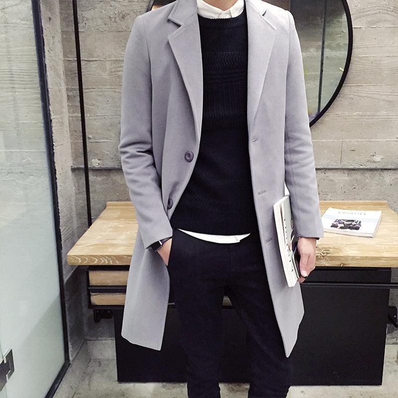 Men Autumn Winter Overcoats Wool Blends Business - Trench Long Jackets Leisure Overcoat Fit Male Solid Color 5XL (D100)(TM4)(CC1) - Deals DejaVu