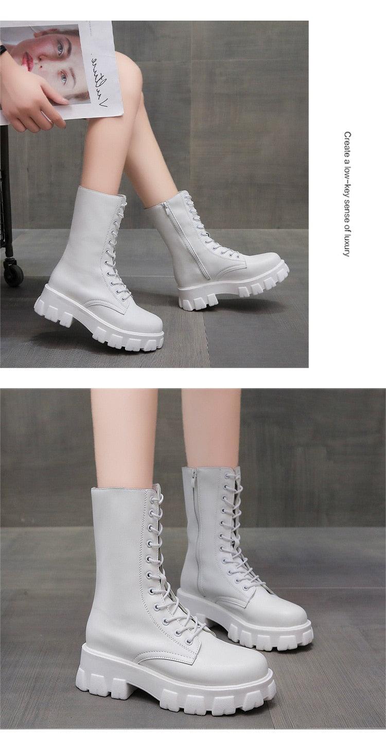 Autumn Women Chunky Heel Knee-length Boots -Brand Ankle Boots Female Round Toe Zipper Boots Lasdies Fashion Comfort (BB2)(CD)(WO4)(BB5)(F38)(3U38) - Deals DejaVu