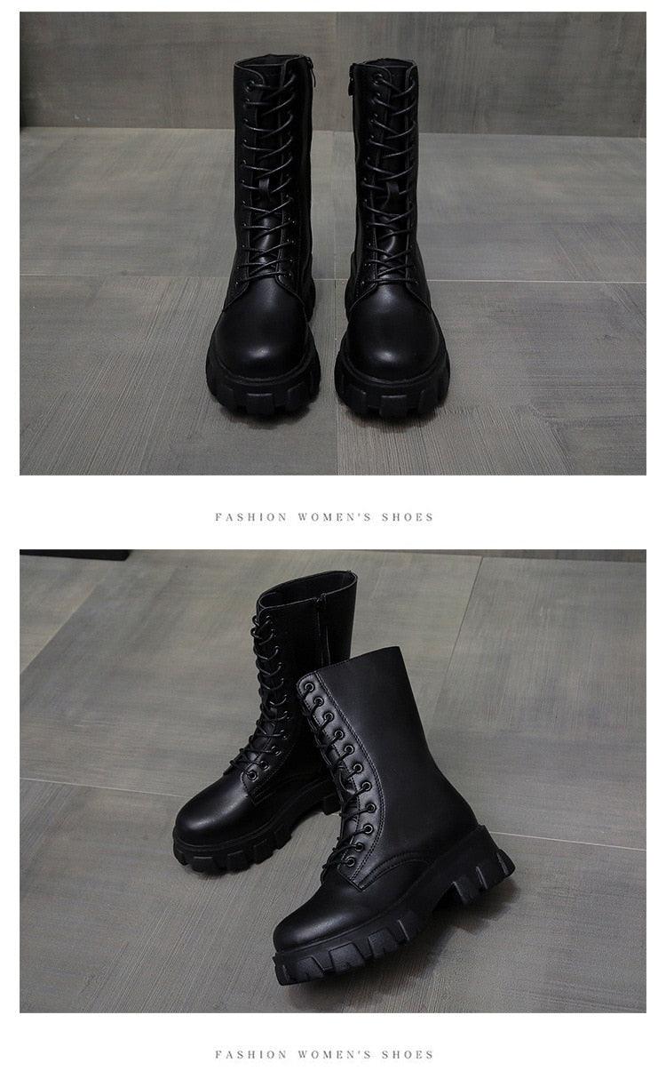 Autumn Women Chunky Heel Knee-length Boots -Brand Ankle Boots Female Round Toe Zipper Boots Lasdies Fashion Comfort (BB2)(CD)(WO4)(BB5)(F38)(3U38) - Deals DejaVu