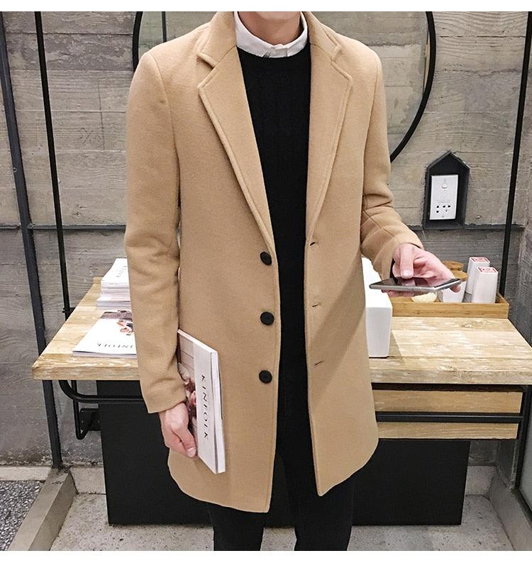 Men Autumn Winter Overcoats Wool Blends Business - Trench Long Jackets Leisure Overcoat Fit Male Solid Color 5XL (D100)(TM4)(CC1) - Deals DejaVu