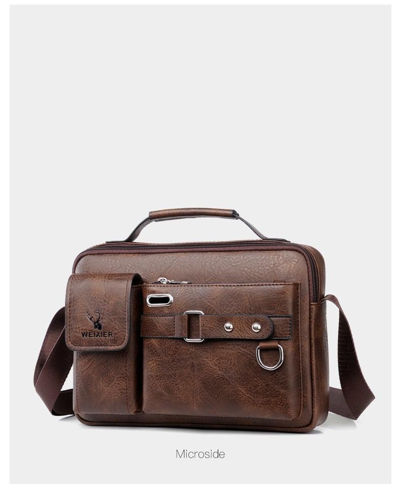 New Men Shoulder Bag Men Crossbody Bags - PU Leather Handbag - Men Messenger Bags Top handle Tote Bag for Male (3MA1)(LT4)(1U78) - Deals DejaVu