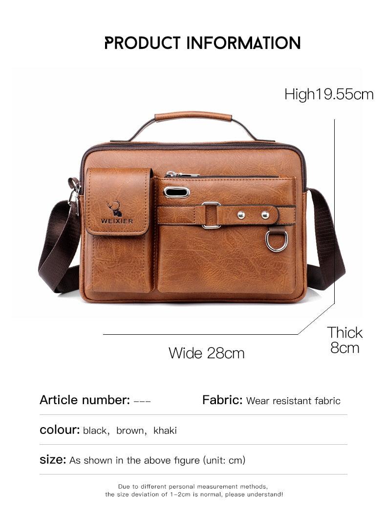 New Men Shoulder Bag Men Crossbody Bags - PU Leather Handbag - Men Messenger Bags Top handle Tote Bag for Male (3MA1)(LT4)(1U78) - Deals DejaVu