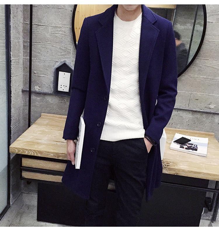 Men Autumn Winter Overcoats Wool Blends Business - Trench Long Jackets Leisure Overcoat Fit Male Solid Color 5XL (D100)(TM4)(CC1) - Deals DejaVu