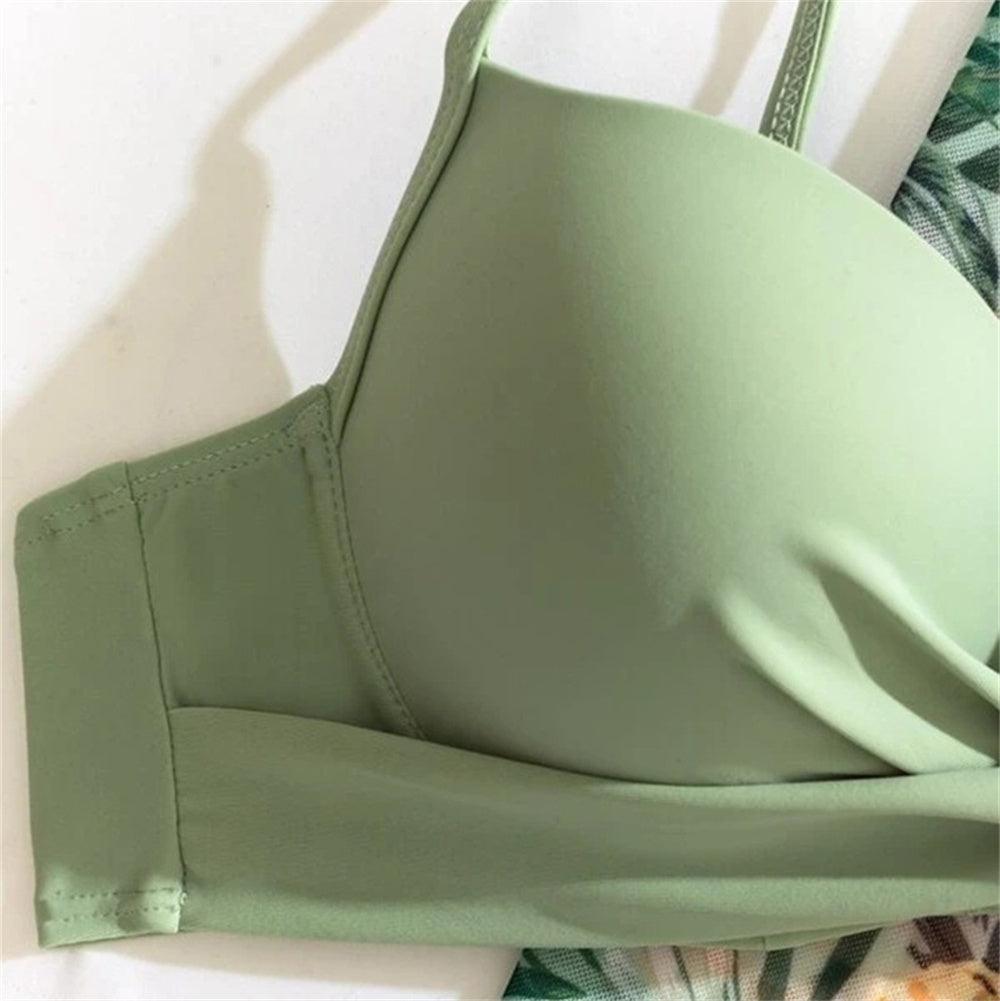 Trending New Three Pieces Bikinis Set - Cover Up Women Floral Print Push Up Swimsuit - Long Sleeve Twist Swimwear Bathing Suit (TB8D)(1U26)(F26) - Deals DejaVu