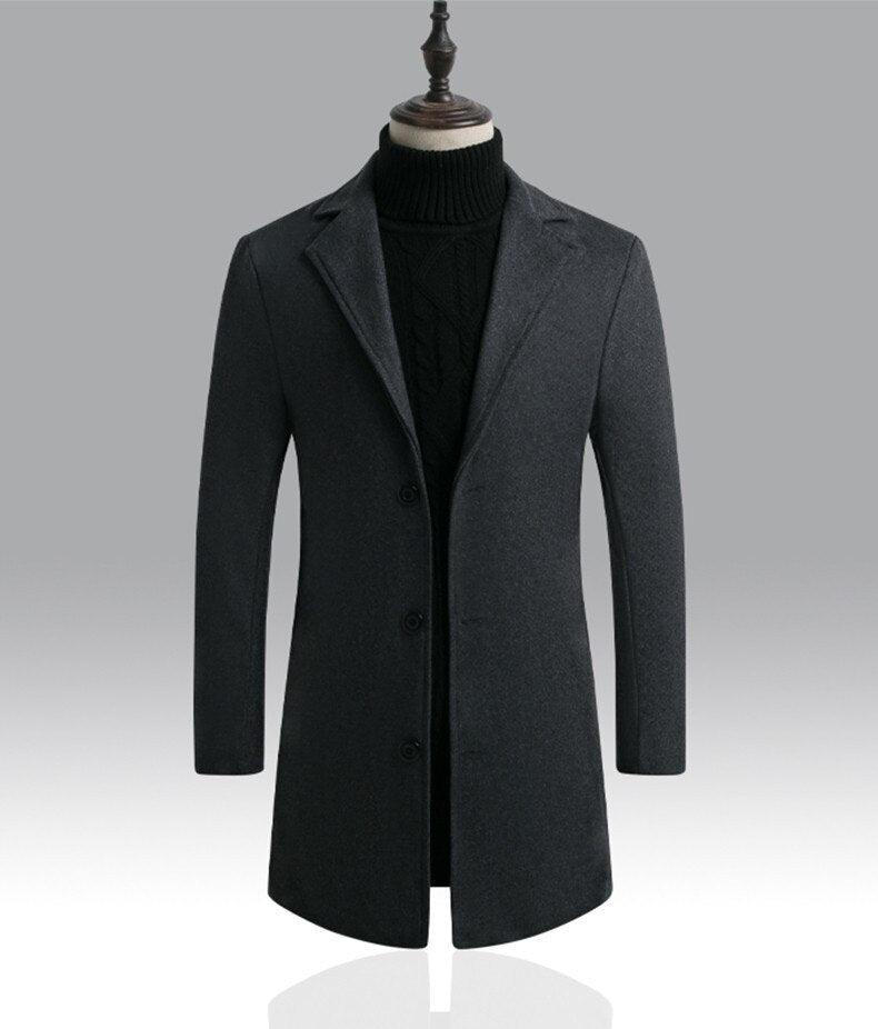 New Men Jacket Single Breasted Trench Coat - Solid Color Windbreakers Cardigan Jacket -Mens Overcoat chaquetas hombre (D100)(TM4)(CC1) - Deals DejaVu