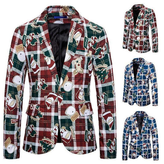 Buckle Male Blazer - Santa Claus Printed Blazers for Men (T2M)(CC5) - Deals DejaVu