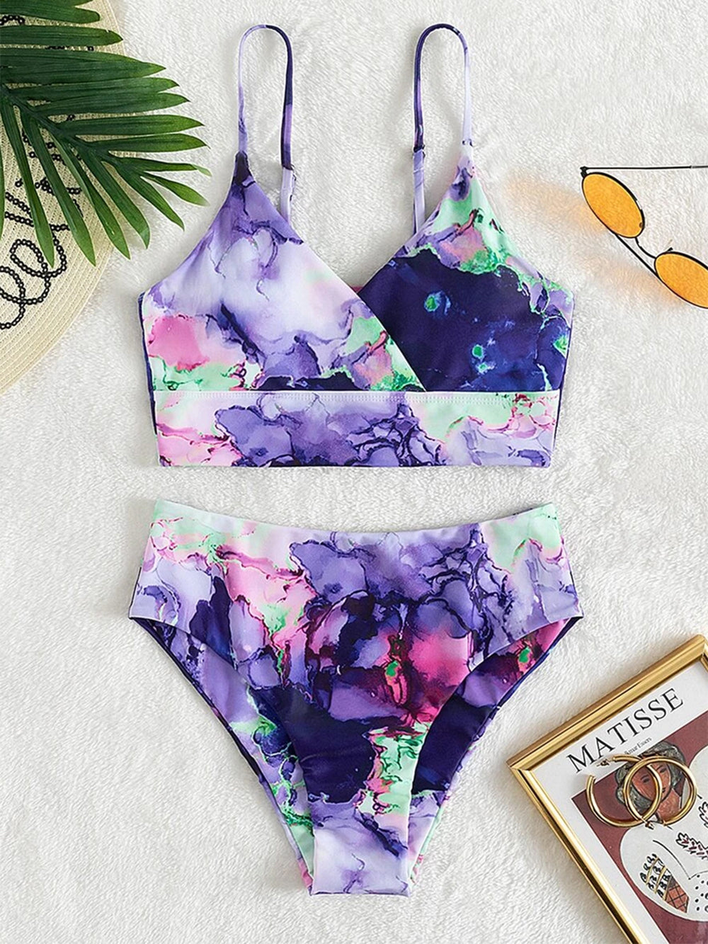 New Print Sport Bandeau Push up Bikinis - Sexy Marble Women Swimsuit High Waist Swimwear Women bathing suit Beach wear (TB8D)(1U26)(F26) - Deals DejaVu