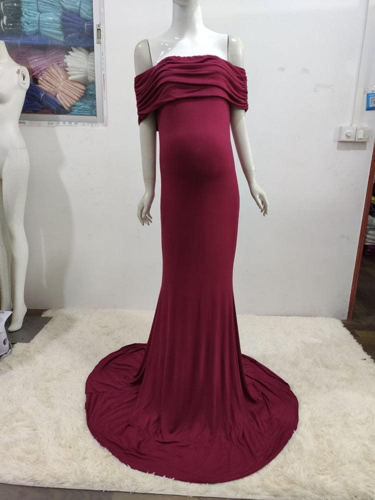 Beautiful Cotton Slim Trailing Shoulderless Maternity Dress - Pregnancy Women Maxi Gown Pregnant Photo Shoot Photography Props Clothes (Z6)(1Z1)(2Z1)(3Z1)(7Z1) - Deals DejaVu