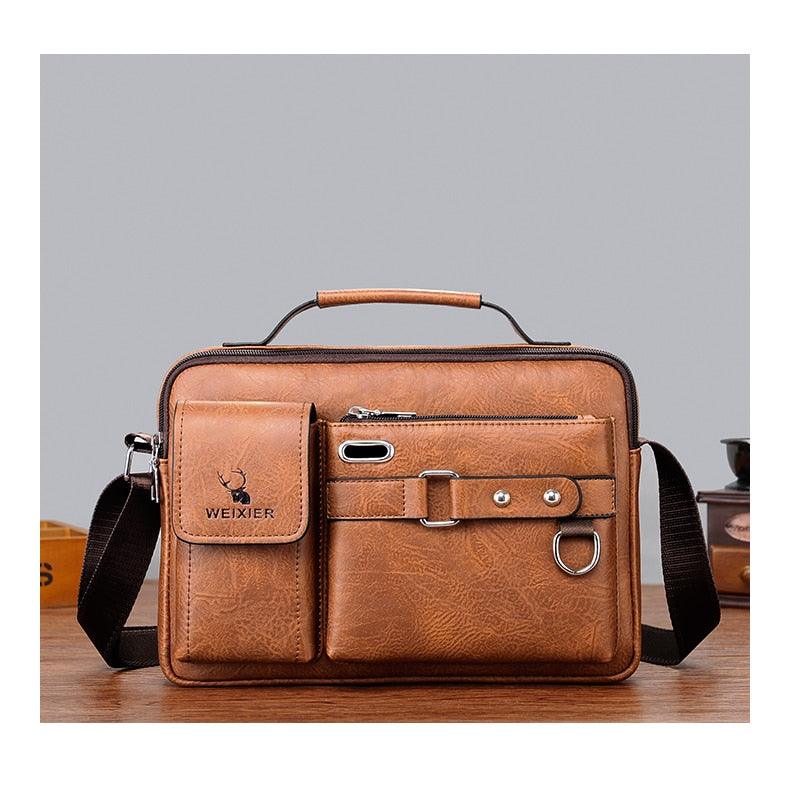 New Men Shoulder Bag Men Crossbody Bags - PU Leather Handbag - Men Messenger Bags Top handle Tote Bag for Male (3MA1)(LT4)(1U78) - Deals DejaVu