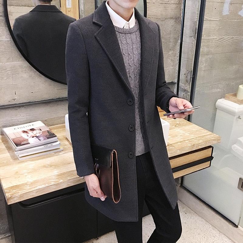 Men Autumn Winter Overcoats Wool Blends Business - Trench Long Jackets Leisure Overcoat Fit Male Solid Color 5XL (D100)(TM4)(CC1) - Deals DejaVu