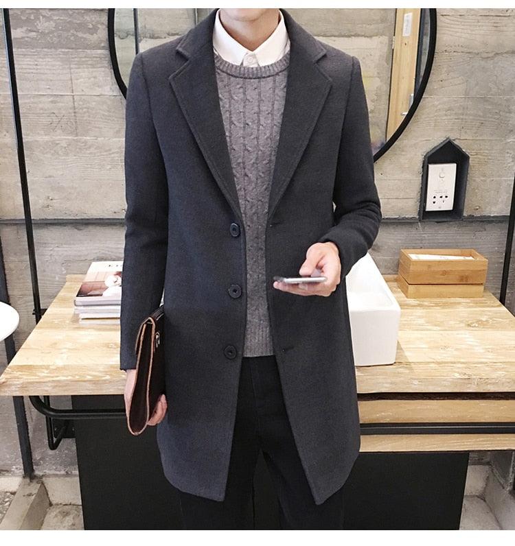 Men Autumn Winter Overcoats Wool Blends Business - Trench Long Jackets Leisure Overcoat Fit Male Solid Color 5XL (D100)(TM4)(CC1) - Deals DejaVu