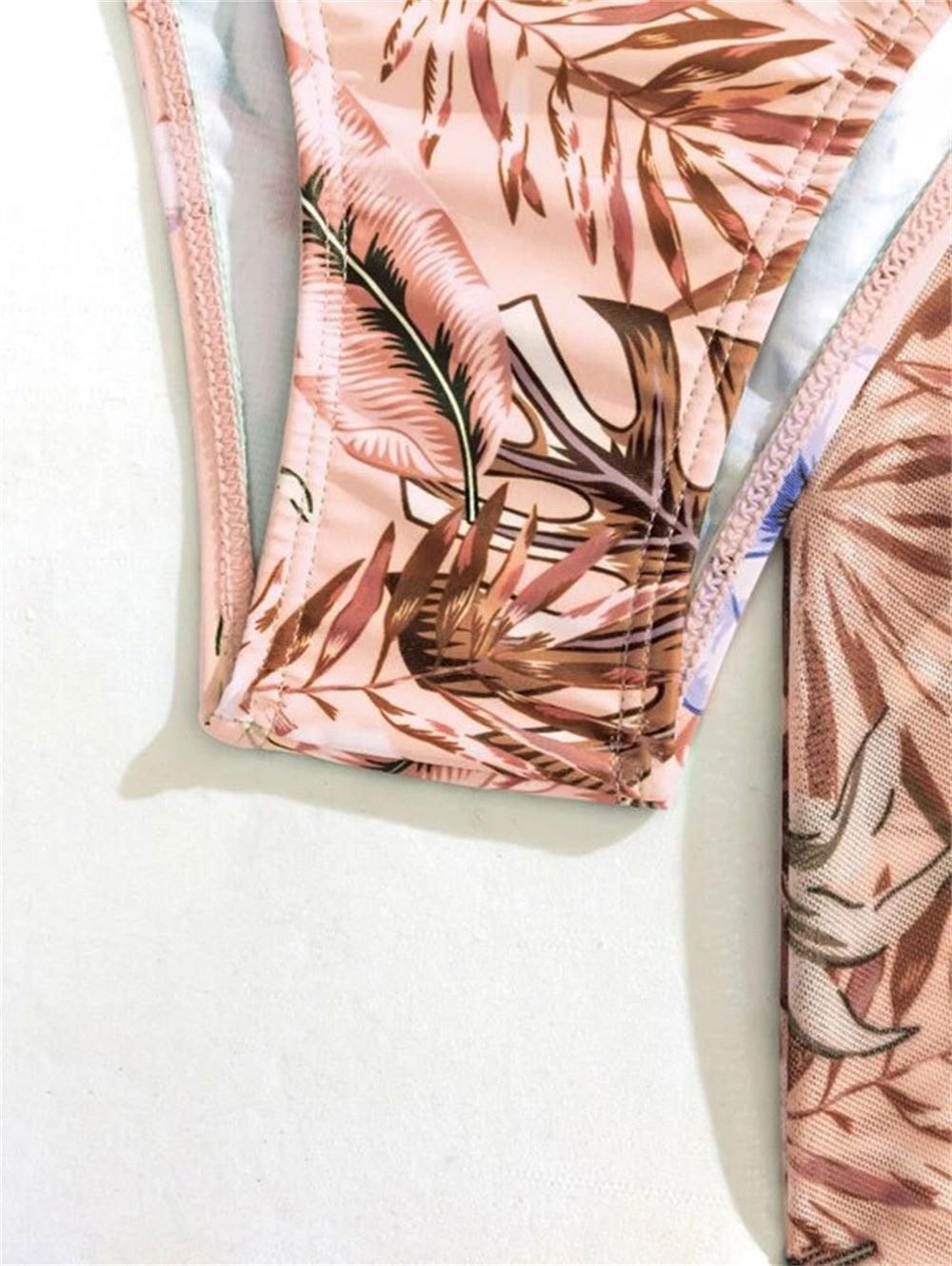 Trending New Three Pieces Bikinis Set - Cover Up Women Floral Print Push Up Swimsuit - Long Sleeve Twist Swimwear Bathing Suit (TB8D)(1U26)(F26) - Deals DejaVu