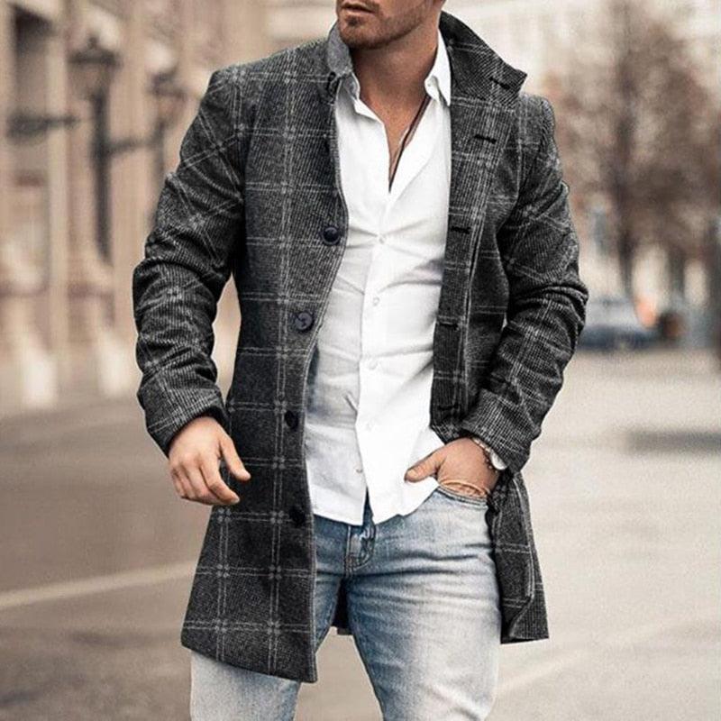 Trending Mens Single-Breasted Wool Blend Coats - Autumn Winter Lapel Collar Retro Jacket Long Long Overcoat (D100)(TM4)(CC1) - Deals DejaVu