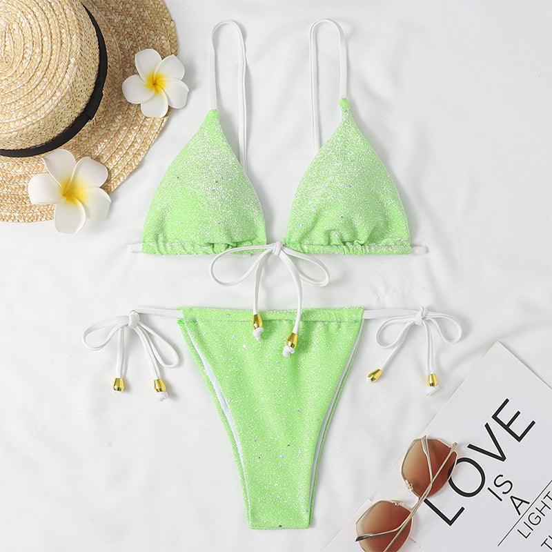 Bandage Thong Bodysuit Solid Two Pieces Swimsuit - Female Halter Brazilian Bikini Set High Waist Bathing Suit Women Swimwear (TB8D)(1U26)(F26) - Deals DejaVu