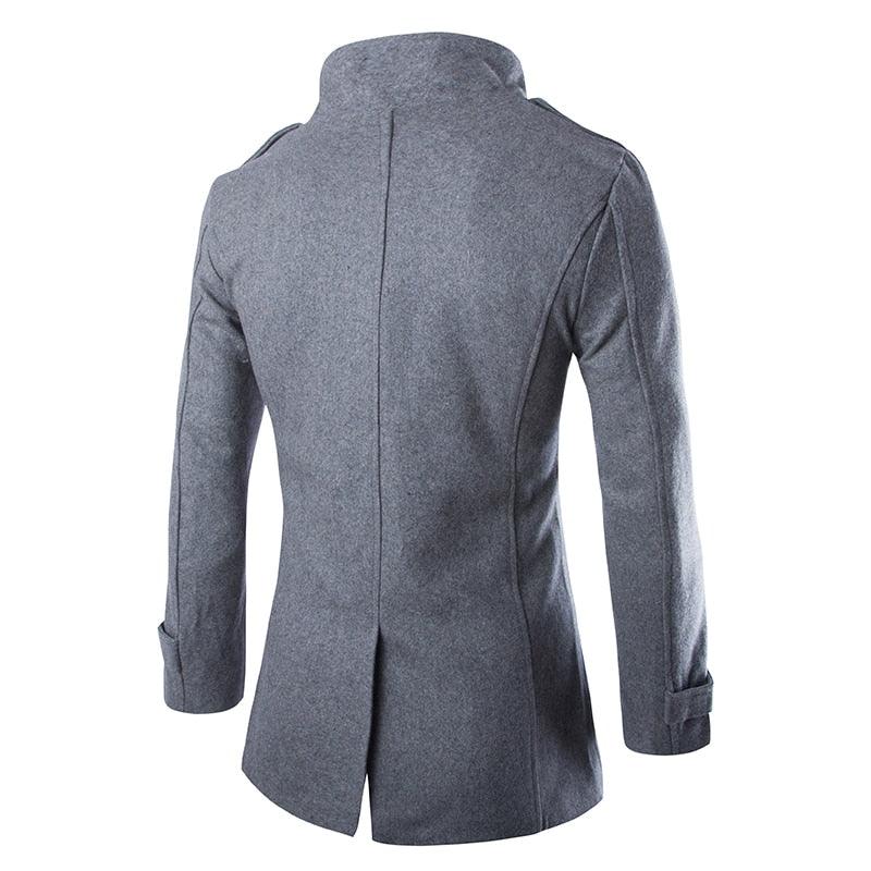 Men Windbreaker Coat - Black Grey Double-breasted Wool Overcoat - Formal Business Autumn Winter  (D100)(TM4)(CC1) - Deals DejaVu