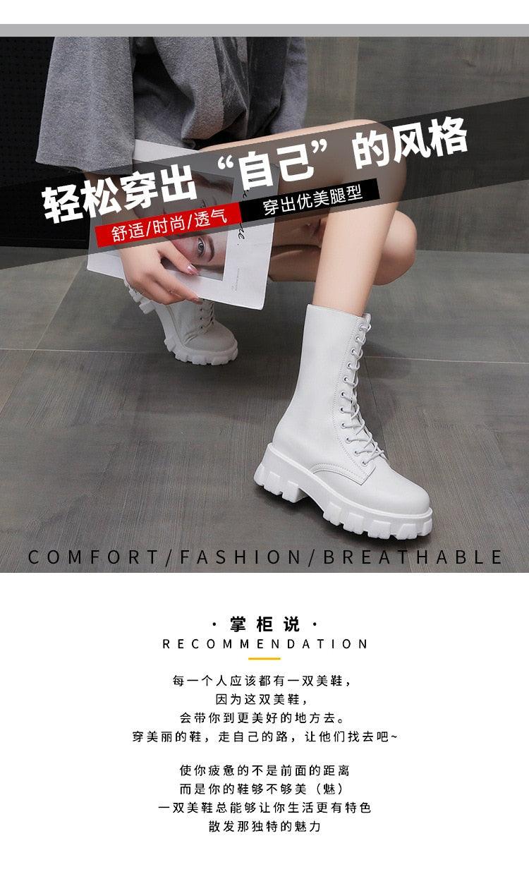 Autumn Women Chunky Heel Knee-length Boots -Brand Ankle Boots Female Round Toe Zipper Boots Lasdies Fashion Comfort (BB2)(CD)(WO4)(BB5)(F38)(3U38) - Deals DejaVu