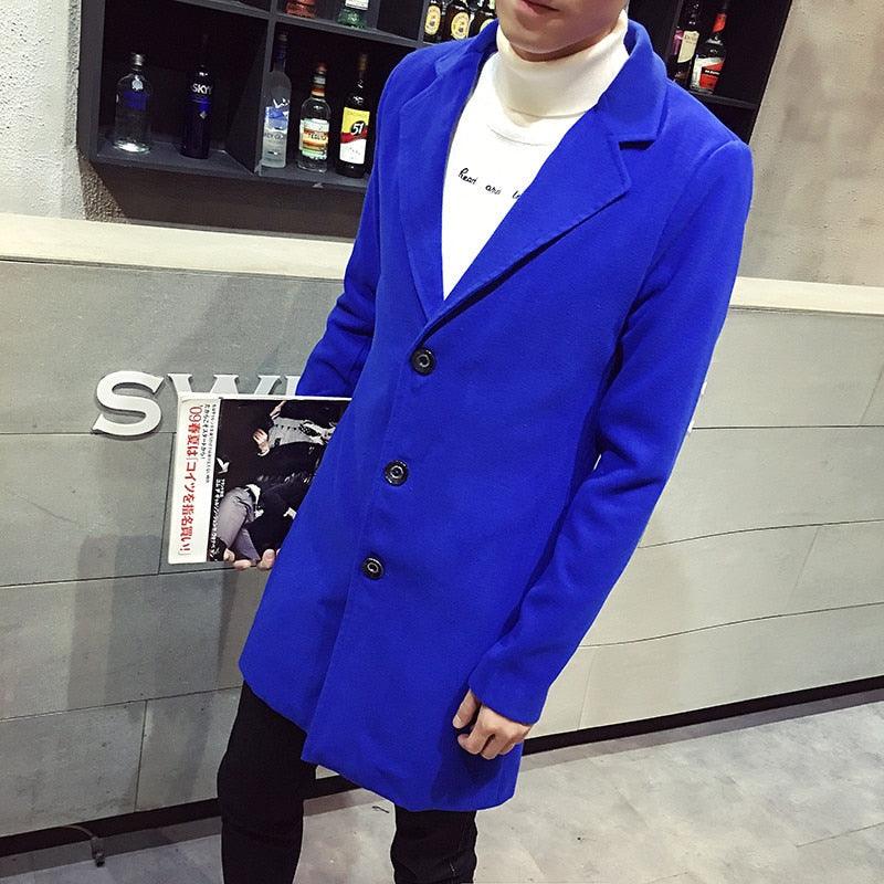 Winter Men Coat Single Breasted Windbreakers - Jacket Easy Match Polyester Keep Warm Male Overcoat for Office (D100)(TM4)(CC1) - Deals DejaVu