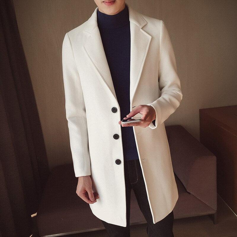 Men Autumn Winter Overcoats Wool Blends Business - Trench Long Jackets Leisure Overcoat Fit Male Solid Color 5XL (D100)(TM4)(CC1) - Deals DejaVu