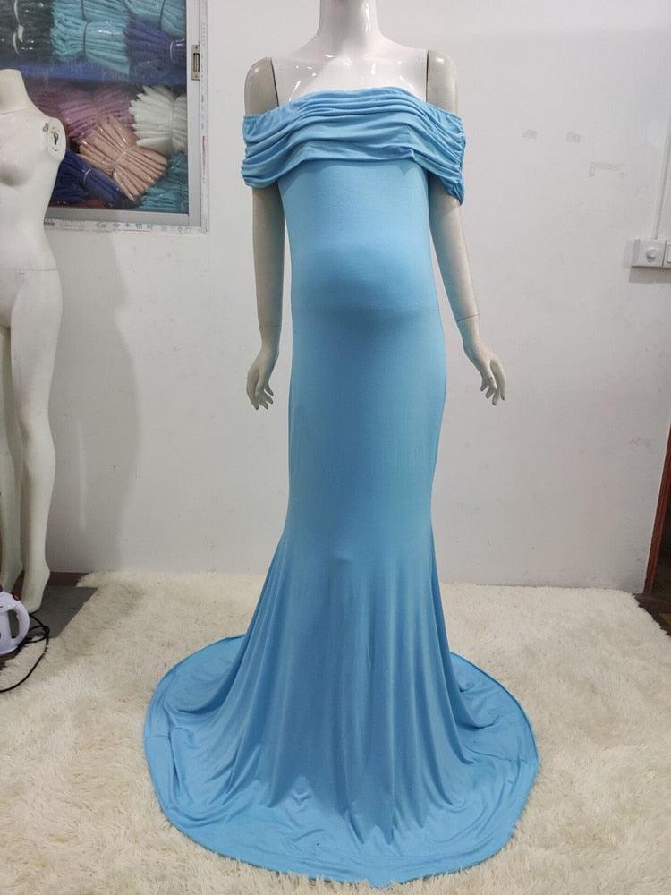 Beautiful Cotton Slim Trailing Shoulderless Maternity Dress - Pregnancy Women Maxi Gown Pregnant Photo Shoot Photography Props Clothes (Z6)(1Z1)(2Z1)(3Z1)(7Z1) - Deals DejaVu