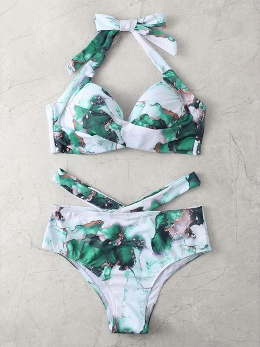 Sexy Halter Bikini - High Waist Swimsuits - Twist Swimwear Solid Push Up Bikini Bathing Suit -Women Cut Out Beach Wear (TB8D)(1U26)(F26) - Deals DejaVu
