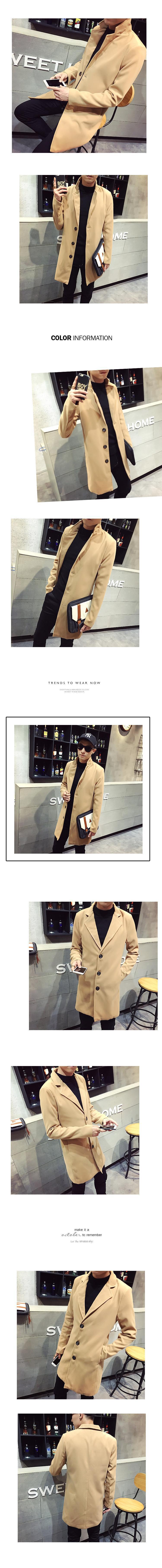 New Men Jacket Single Breasted Trench Coat - Solid Color Windbreakers Cardigan Jacket -Mens Overcoat chaquetas hombre (D100)(TM4)(CC1) - Deals DejaVu